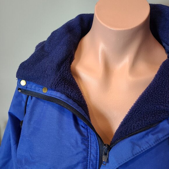 VINTAGE Lands End Jacket Mens Large Unisex Blue 1/4 Zip Pullover Hooded 90s - Picture 3 of 10